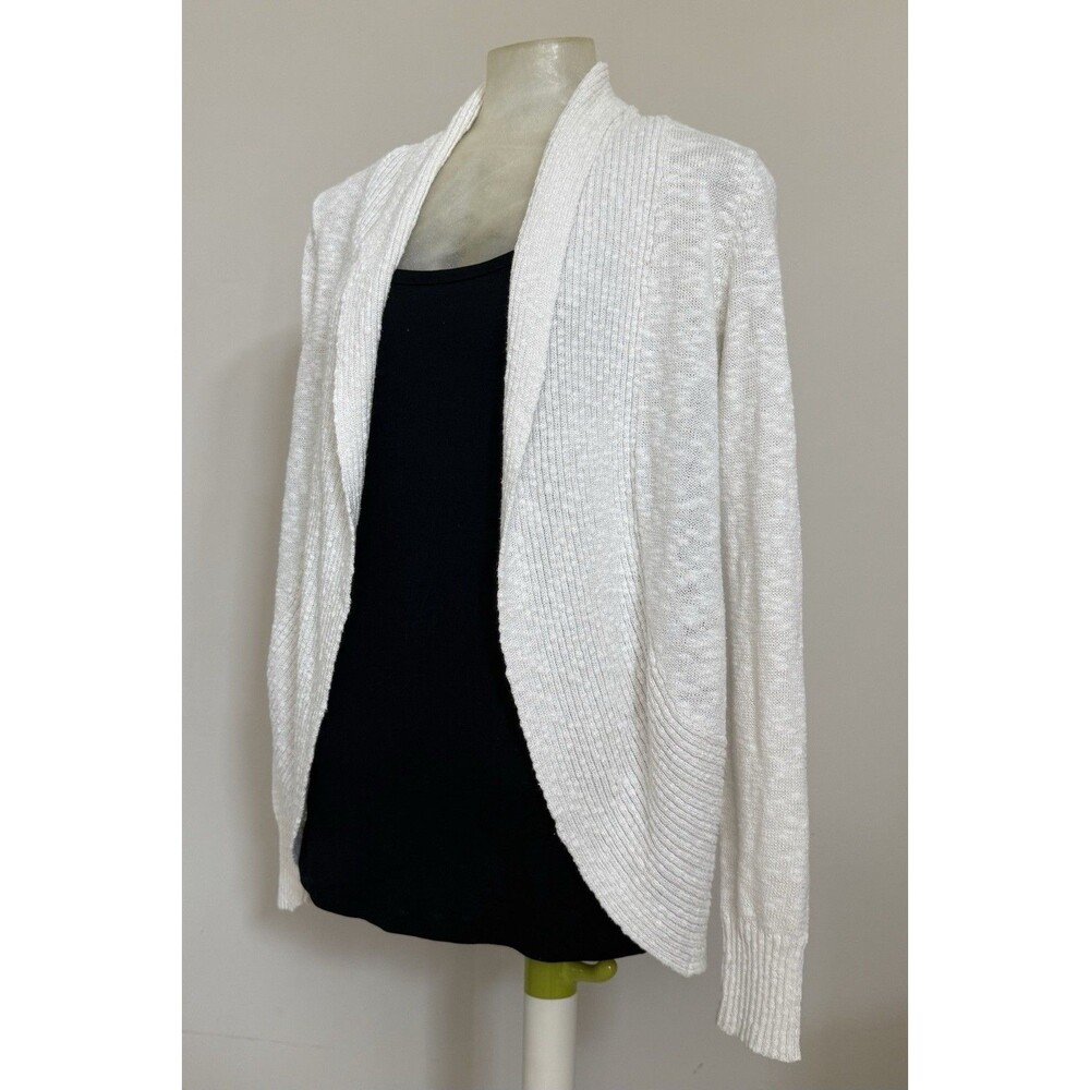 Kenneth Cole New York Women Cardigan Open Front Shawl Sweater Cotton White Large